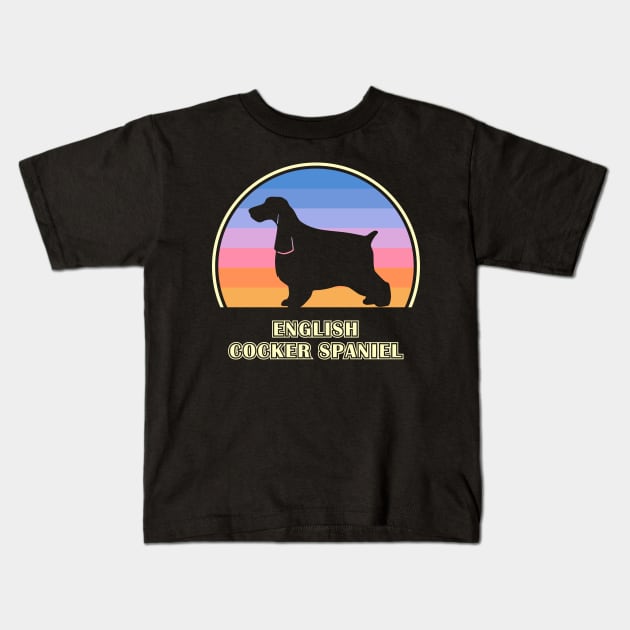 English Cocker Spaniel Vintage Sunset Dog Kids T-Shirt by millersye